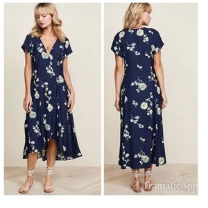 Free People Lost In You Flirty Floral Midi Dress In Blue Size Small▪